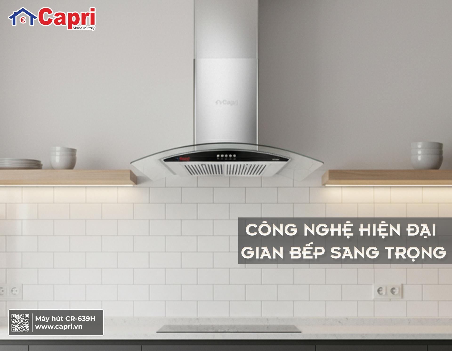 Máy hút mùi kính cong cho không gian bếp mở